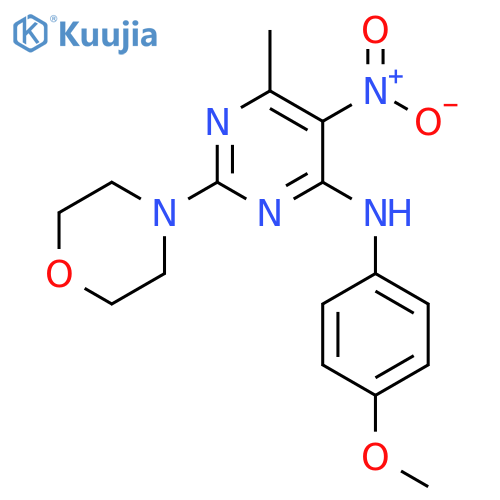 N-(4-methoxyphenyl)-6-methyl-2-(morpholin-4-yl)-5-nitropyrimidin-4-amine structure
