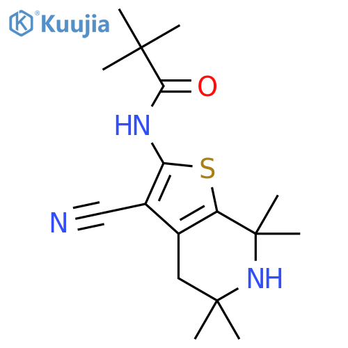 <br>N-(3-cyano-5,5,7,7-tetramethyl-4,5,6,7-tetrahydrothieno[2,3-c]pyridin-2-yl) -2,2-dimethylpropanamide structure