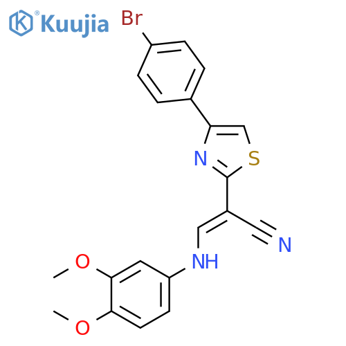 (2E)-2-4-(4-bromophenyl)-1,3-thiazol-2-yl-3-(3,4-dimethoxyphenyl)aminoprop-2-enenitrile structure