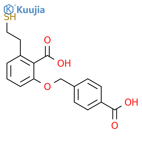 Benzoic acid, 2-[(4-carboxyphenyl)methoxy]-6-(2-mercaptoethyl)- structure