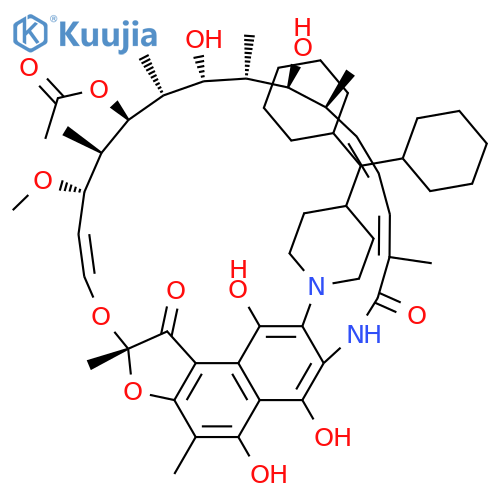 (2S,16S,17S,18R,19R,20S,21S,22R,23S,24E)-8-[4-(dicyclohexylmethyl)piperidin-1-yl]-5,6,9,17,19-pentahydroxy-23-methoxy-2,4,12,16,18,20,22-heptamethyl-1,11-dioxo-1,2-dihydro-2,7-(epoxypentadeca[1,11,13]trienoimino)naphtho[2,1-b]furan-21-yl acetate structure