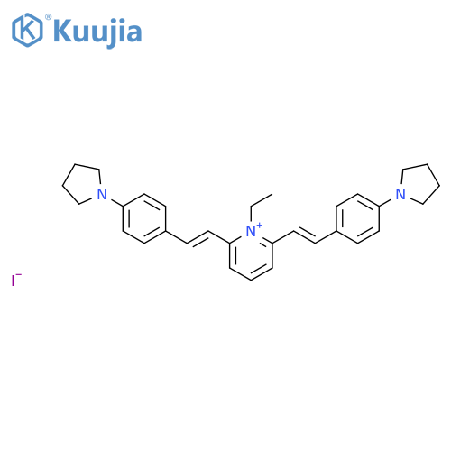 Pyridinium,1-ethyl-2,6-bis[2-[4-(1-pyrrolidinyl)phenyl]ethenyl]-, iodide (1:1) structure