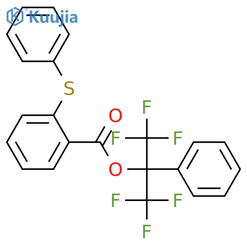 Benzoic acid,2-(phenylthio)-, 2,2,2-trifluoro-1-phenyl-1-(trifluoromethyl)ethyl ester structure