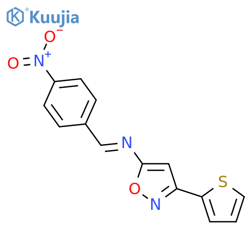 N-[(E)-(4-nitrophenyl)methylidene]-3-(thiophen-2-yl)-1,2-oxazol-5-amine structure