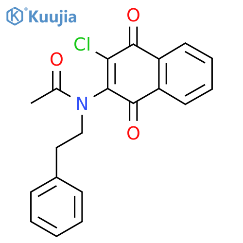 N-(3-chloro-1,4-dioxo-1,4-dihydronaphthalen-2-yl)-N-phenethylacetamide structure