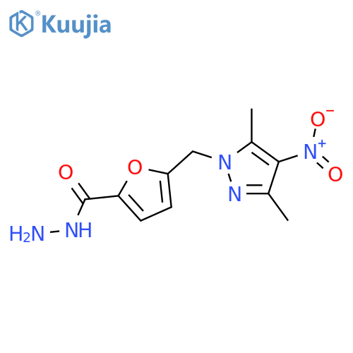 5-((3,5-Dimethyl-4-nitro-1H-pyrazol-1-yl)methyl)furan-2-carbohydrazide structure