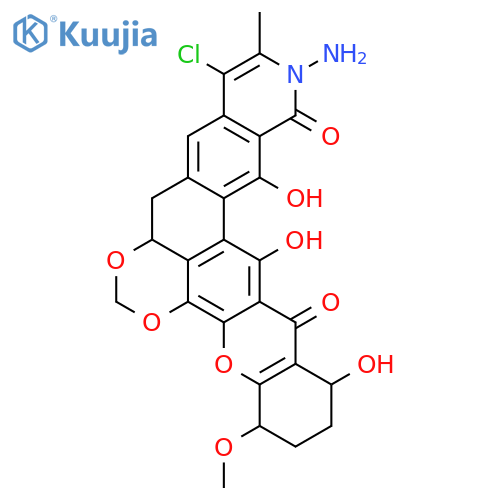 1H-Xantheno[4',3',2':4,5][1,3]benzodioxino[7,6-g]isoquinoline-14,17(2H,9H)-dione,13-amino-11-chloro-3,4,8a,13-tetrahydro-1,15,16-trihydroxy-4-methoxy-12-methyl-,(1S,4R,8aR)- (9CI) structure