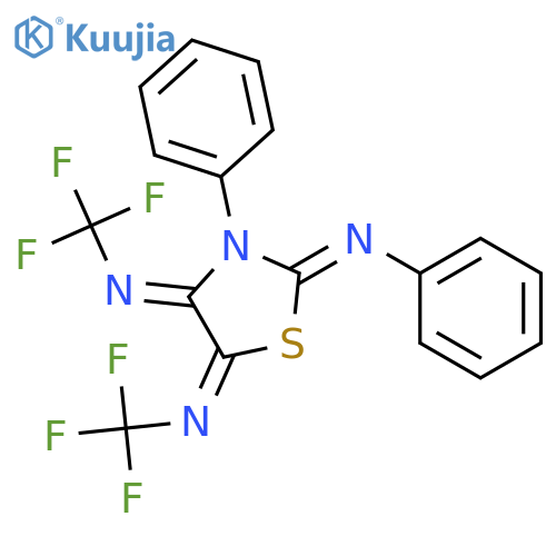 Benzenamine,N-[3-phenyl-4,5-bis[(trifluoromethyl)imino]-2-thiazolidinylidene]- structure