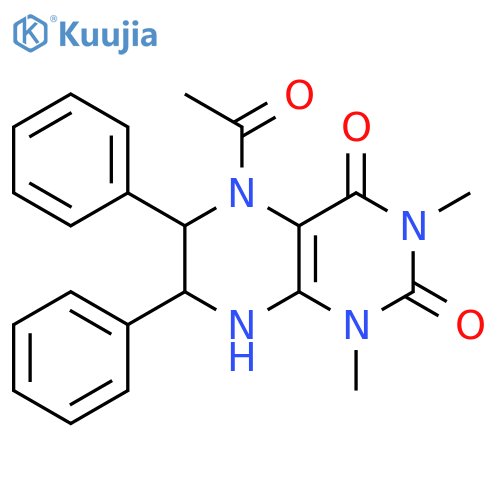2,4(1H,3H)-Pteridinedione,5-acetyl-5,6,7,8-tetrahydro-1,3-dimethyl-6,7-diphenyl- structure