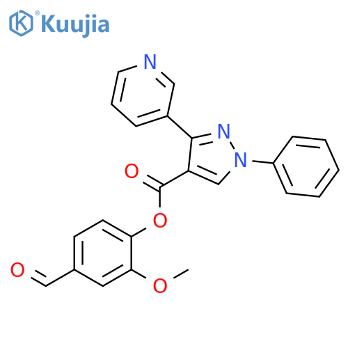 4-Formyl-2-methoxyphenyl 1-phenyl-3-(3-pyridinyl)-1H-pyrazole-4-carboxylate structure