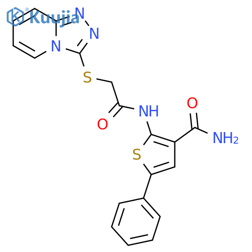5-phenyl-2-(2-{1,2,4triazolo4,3-apyridin-3-ylsulfanyl}acetamido)thiophene-3-carboxamide structure