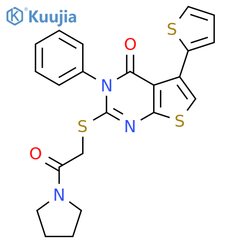 2-{2-oxo-2-(pyrrolidin-1-yl)ethylsulfanyl}-3-phenyl-5-(thiophen-2-yl)-3H,4H-thieno2,3-dpyrimidin-4-one structure