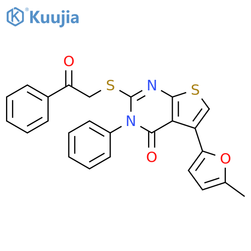 5-(5-methylfuran-2-yl)-2-(2-oxo-2-phenylethyl)sulfanyl-3-phenyl-3H,4H-thieno2,3-dpyrimidin-4-one structure
