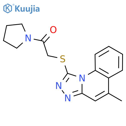 2-({5-methyl-[1,2,4]triazolo[4,3-a]quinolin-1-yl}sulfanyl)-1-(pyrrolidin-1-yl)ethan-1-one structure