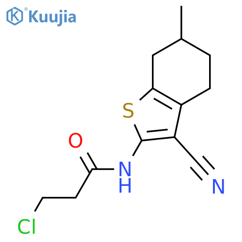 3-chloro-N-(3-cyano-6-methyl-4,5,6,7-tetrahydro-1-benzothiophen-2-yl)propanamide structure