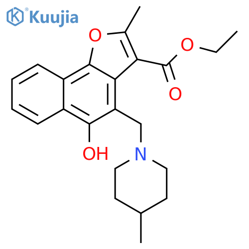 ethyl 5-hydroxy-2-methyl-4-[(4-methylpiperidin-1-yl)methyl]naphtho[1,2-b]furan-3-carboxylate structure