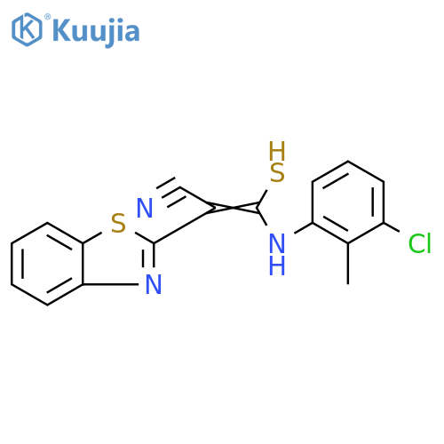 2-(1,3-benzothiazol-2-yl)-3-(3-chloro-2-methylphenyl)amino-3-sulfanylprop-2-enenitrile structure