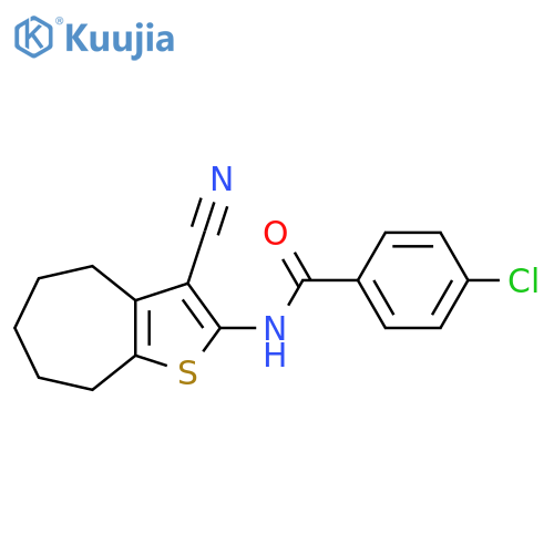 4-chloro-N-{3-cyano-4H,5H,6H,7H,8H-cycloheptabthiophen-2-yl}benzamide structure