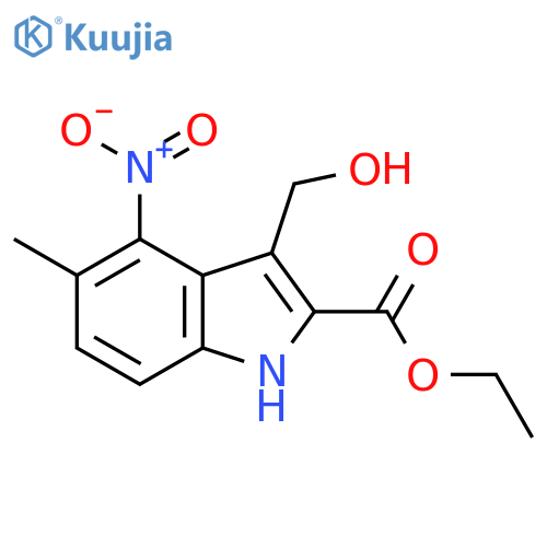 1H-Indole-2-carboxylic acid, 3-(hydroxymethyl)-5-methyl-4-nitro-, ethylester structure