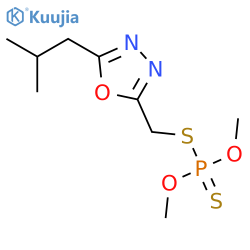 O,O-dimethyl S-{[5-(2-methylpropyl)-1,3,4-oxadiazol-2-yl]methyl} phosphorodithioate structure