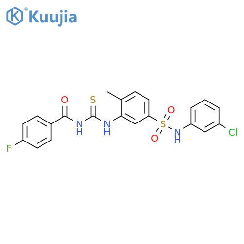 Benzamide, N-[[[5-[[(3-chlorophenyl)amino]sulfonyl]-2-methylphenyl]amino]thioxomethyl]-4-fluoro- structure
