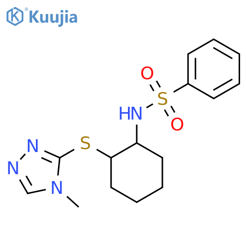 N-{2-(4-methyl-4H-1,2,4-triazol-3-yl)sulfanylcyclohexyl}benzenesulfonamide structure