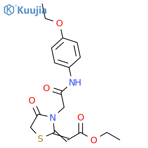 Acetic acid,[3-[2-[(4-ethoxyphenyl)amino]-2-oxoethyl]-4-oxo-2-thiazolidinylidene]-,ethyl ester structure