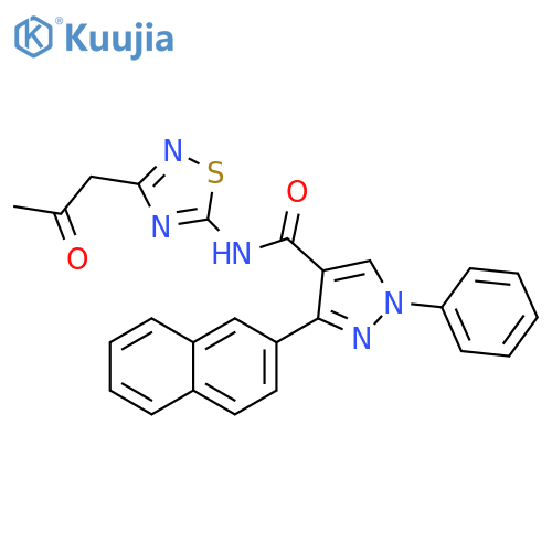 1H-Pyrazole-4-carboxamide,3-(2-naphthalenyl)-N-[3-(2-oxopropyl)-1,2,4-thiadiazol-5-yl]-1-phenyl- structure