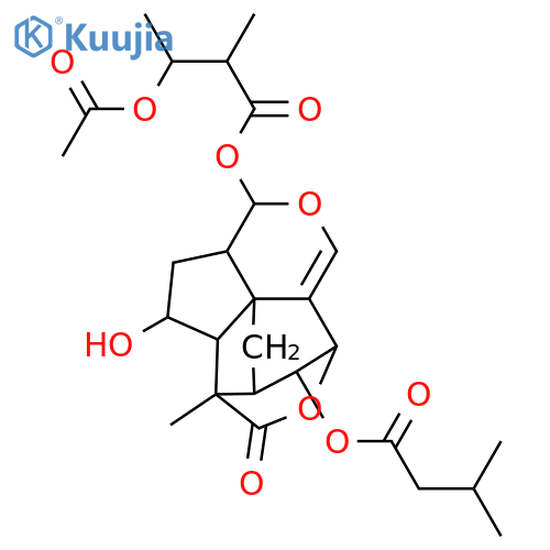 14,15-Epoxy-3,9,14-trihydroxy-5(15)-isocedren-12,4-olide; (3β,4β,9α,14α)-form, 14-O-(3R*-Acetoxy-2R*-methylbutanoyl), 3-O-(3-methylbutanoyl) structure