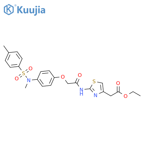ethyl 2-(2-{2-4-(N-methyl4-methylbenzenesulfonamido)phenoxyacetamido}-1,3-thiazol-4-yl)acetate structure