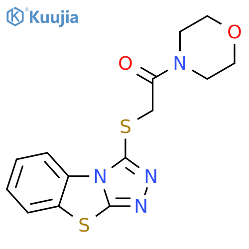 1-(morpholin-4-yl)-2-{7-thia-2,4,5-triazatricyclo6.4.0.0^{2,6}dodeca-1(8),3,5,9,11-pentaen-3-ylsulfanyl}ethan-1-one structure