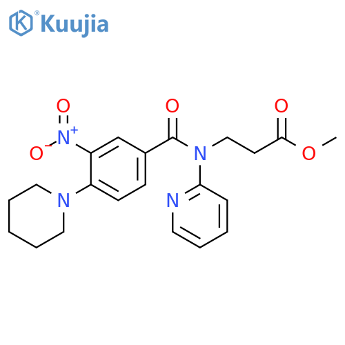methyl 3-{1-3-nitro-4-(piperidin-1-yl)phenyl-N-(pyridin-2-yl)formamido}propanoate structure