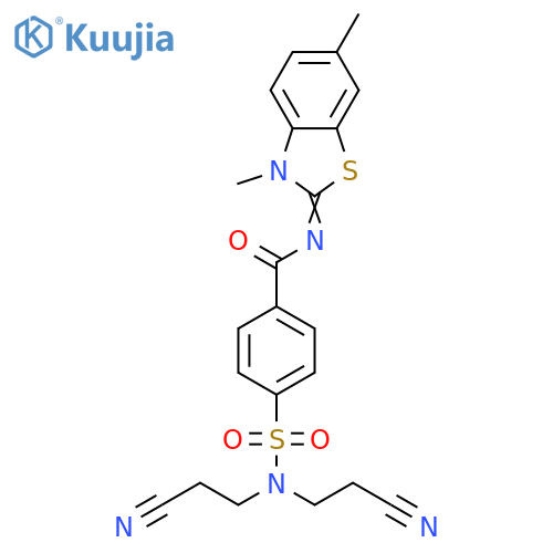 4-bis(2-cyanoethyl)sulfamoyl-N-(2Z)-3,6-dimethyl-2,3-dihydro-1,3-benzothiazol-2-ylidenebenzamide structure