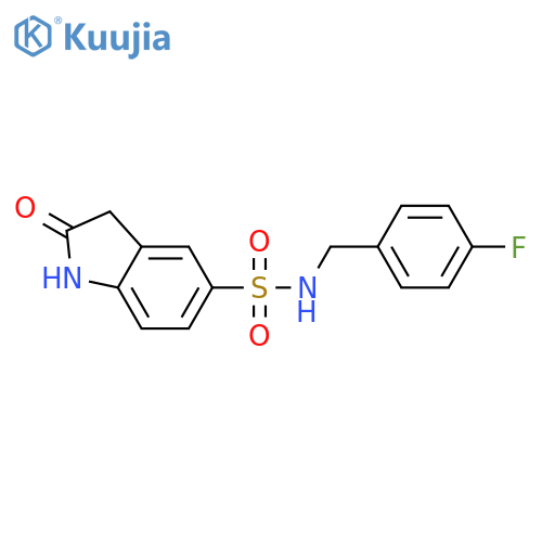 1H-Indole-5-sulfonamide, N-[(4-fluorophenyl)methyl]-2,3-dihydro-2-oxo- structure