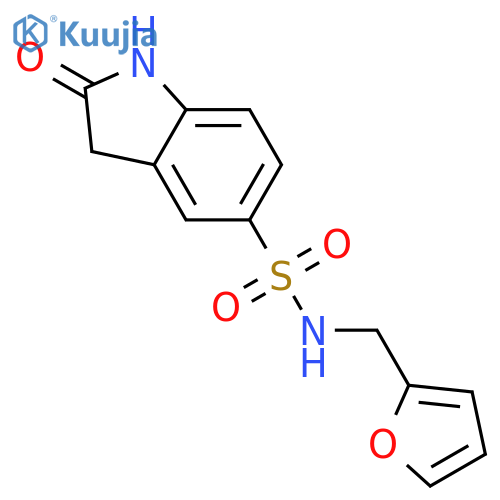 1H-Indole-5-sulfonamide, N-(2-furanylmethyl)-2,3-dihydro-2-oxo- structure