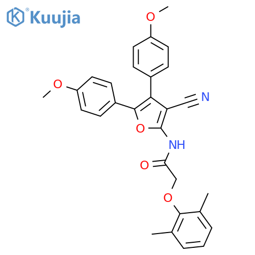 <br>N-(3-cyano-4,5-bis(4-methoxyphenyl)furan-2-yl)-2-(2,6-dimethylphenoxy)aceta mide structure