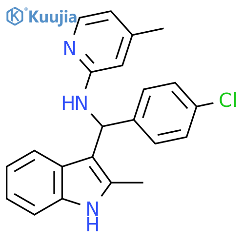 N-[(4-chlorophenyl)(2-methyl-1H-indol-3-yl)methyl]-4-methylpyridin-2-amine structure