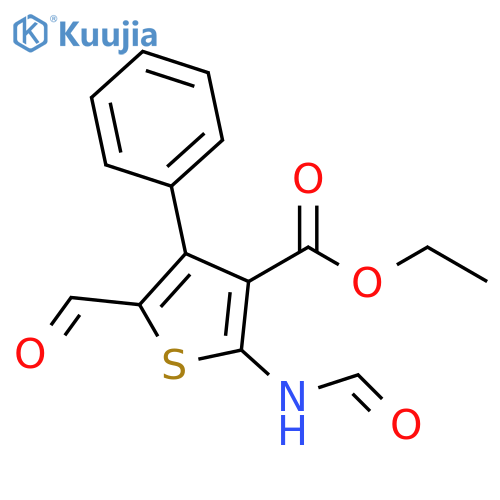Ethyl 5-formyl-2-(formylamino)-4-phenyl-3-thiophenecarboxylate structure