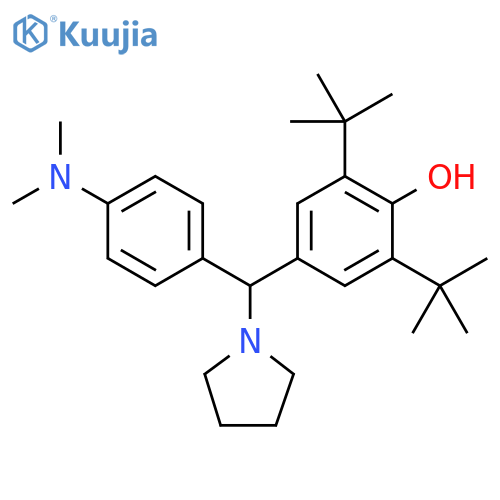 2,6-di-tert-butyl-4-{[4-(dimethylamino)phenyl](pyrrolidin-1-yl)methyl}phenol structure