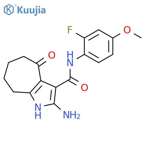 2-Amino-N-(2-fluoro-4-methoxyphenyl)-4-oxo-1,4,5,6,7,8-hexahydrocyclohepta[b]pyrrole-3-carboxamide structure