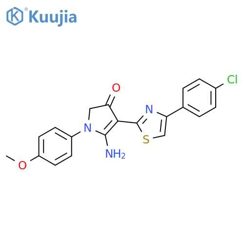 3H-Pyrrol-3-one, 5-amino-4-[4-(4-chlorophenyl)-2-thiazolyl]-1,2-dihydro-1-(4-methoxyphenyl)- structure