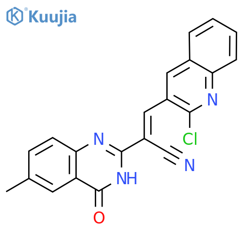 (E)-3-(2-Chloroquinolin-3-yl)-2-(6-methyl-4-oxo-3H-quinazolin-2-yl)prop-2-enenitrile structure