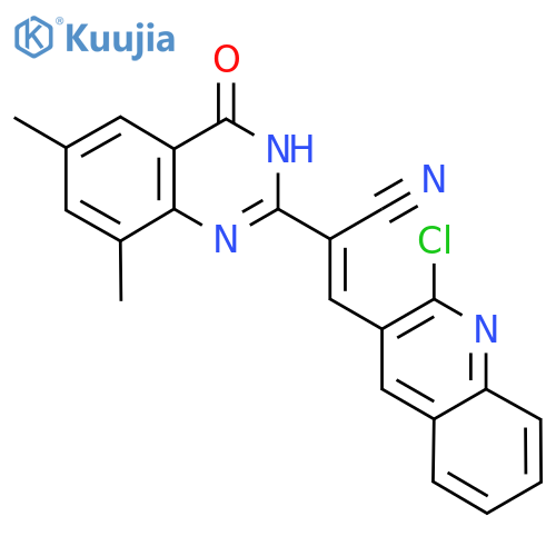 (E)-3-(2-Chloroquinolin-3-yl)-2-(6,8-dimethyl-4-oxo-3H-quinazolin-2-yl)prop-2-enenitrile structure