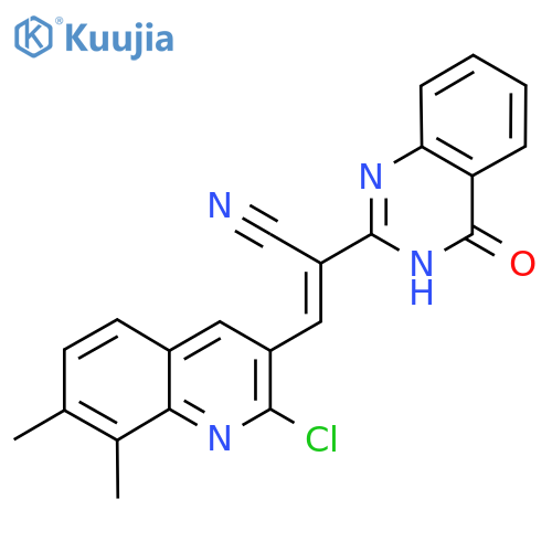 (E)-3-(2-Chloro-7,8-dimethylquinolin-3-yl)-2-(4-oxo-3H-quinazolin-2-yl)prop-2-enenitrile structure