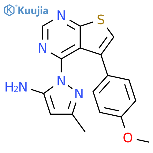 1-5-(4-methoxyphenyl)thieno2,3-dpyrimidin-4-yl-3-methyl-1H-pyrazol-5-amine structure