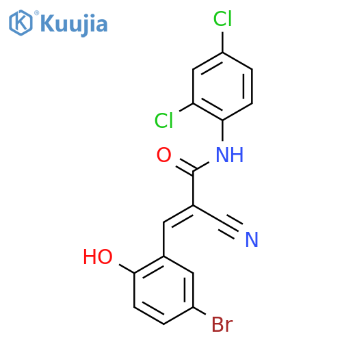 (E)-3-(5-bromo-2-hydroxyphenyl)-2-cyano-N-(2,4-dichlorophenyl)prop-2-enamide structure