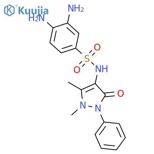 3,4-diamino-N-(1,5-dimethyl-3-oxo-2-phenyl-2,3-dihydro-1H-pyrazol-4-yl)benzene-1-sulfonamide structure