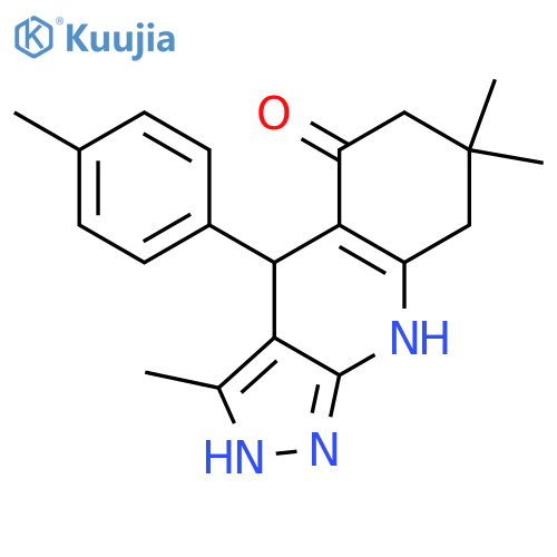 3,7,7-trimethyl-4-(4-methylphenyl)-1H,4H,5H,6H,7H,8H,9H-pyrazolo3,4-bquinolin-5-one structure