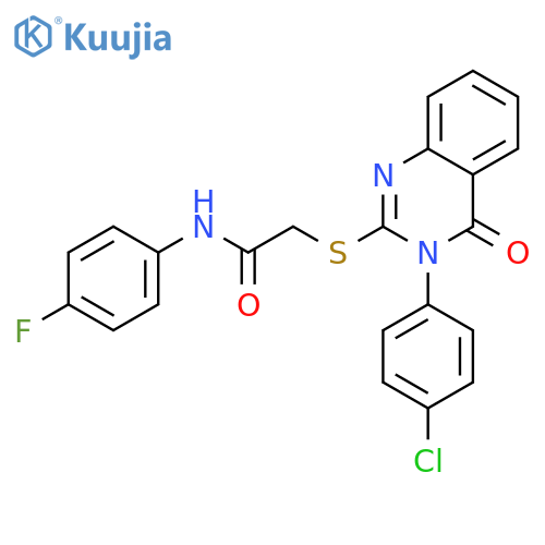 <br>2-((3-(4-Chlorophenyl)-4-oxo-3,4-dihydroquinazolin-2-yl)thio)-N-(4-fluoroph enyl)acetamide structure