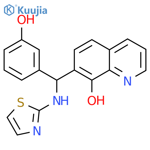 7-(3-hydroxyphenyl)(1,3-thiazol-2-yl)aminomethylquinolin-8-ol structure